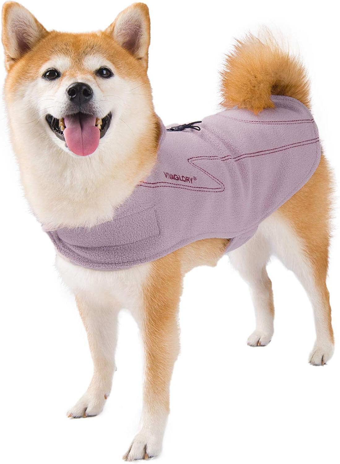 Dog Fleece Coat Warm Jacket with Hook and Loop Fastener, Easy to Take on and Off, Winter Vest Sweater for Small Medium Large Dogs Puppy Windproof Clothes for Cold Weather, Pink, L