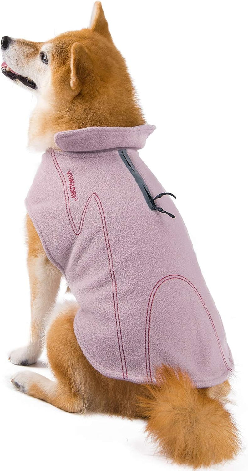 Dog Fleece Coat Warm Jacket with Hook and Loop Fastener, Easy to Take on and Off, Winter Vest Sweater for Small Medium Large Dogs Puppy Windproof Clothes for Cold Weather, Pink, L