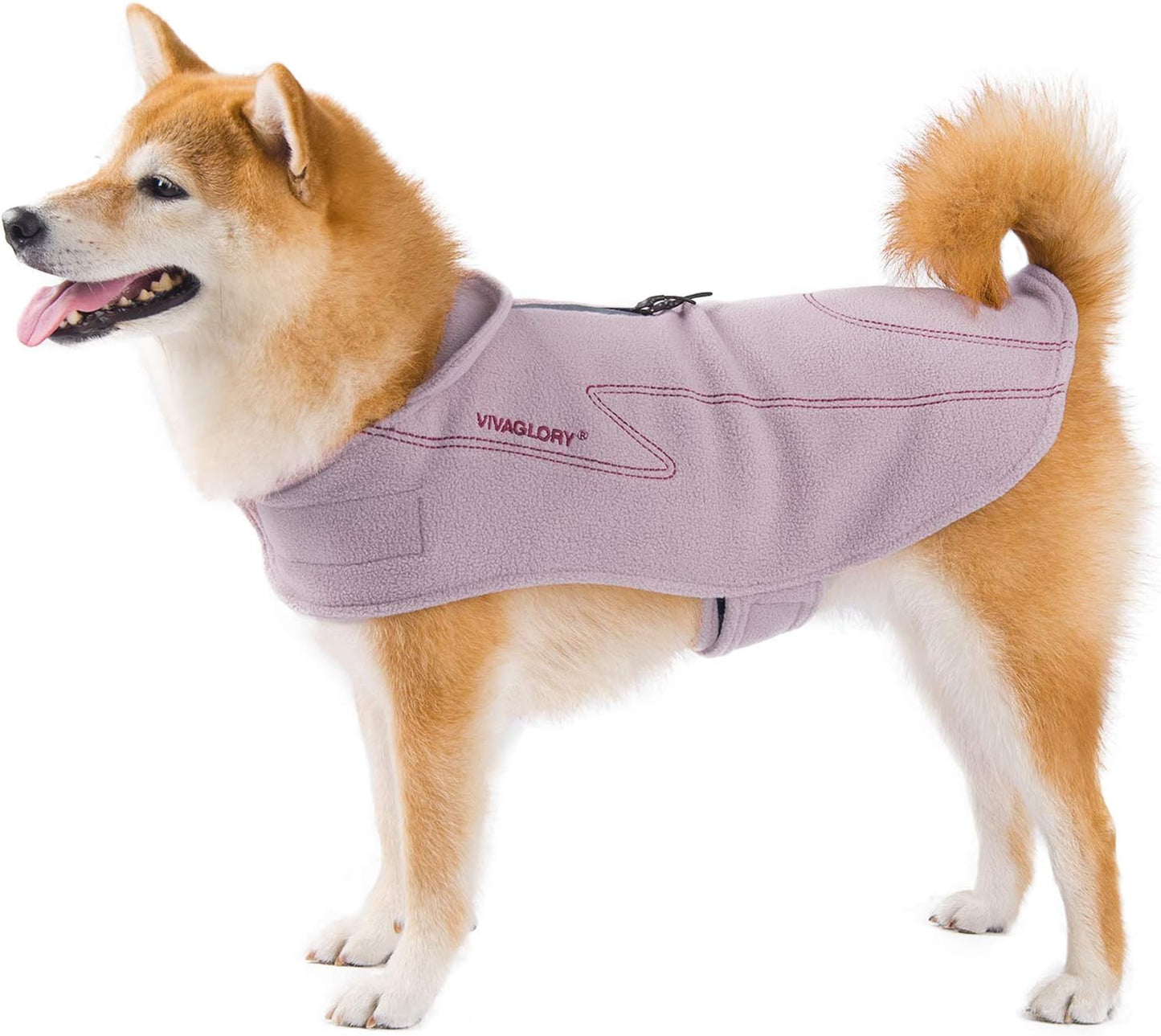 Dog Fleece Coat Warm Jacket with Hook and Loop Fastener, Easy to Take on and Off, Winter Vest Sweater for Small Medium Large Dogs Puppy Windproof Clothes for Cold Weather, Pink, L