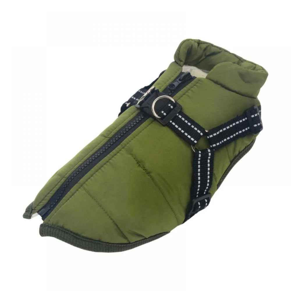 Winter Warm Coat Waterproof Dog Winter Jacket with Harness Traction Belt,Windproof Pet Outdoor Jacket Dog Autumn