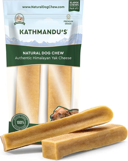 Authentic Himalayan Yak Cheese for Dogs - Xlarge (Pack of 2) - Sourced from Pristine Himalayan Foothill, Rawhide-Free, NO Preservatives
