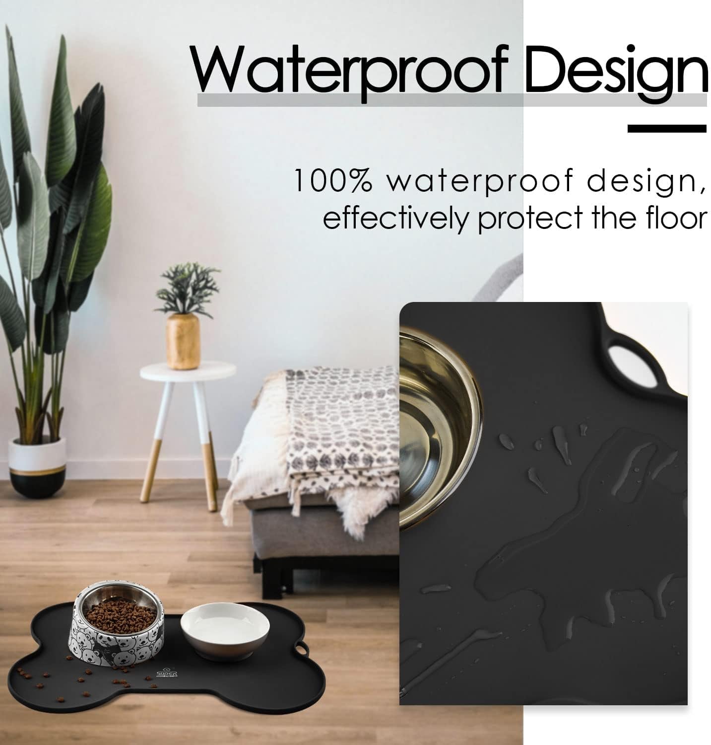 Dog Food Mat Dog Bowl Mat for Food and Water Silicone Non Spill Cat Feeding Mat Puppy Placemat Waterproof - 20.5