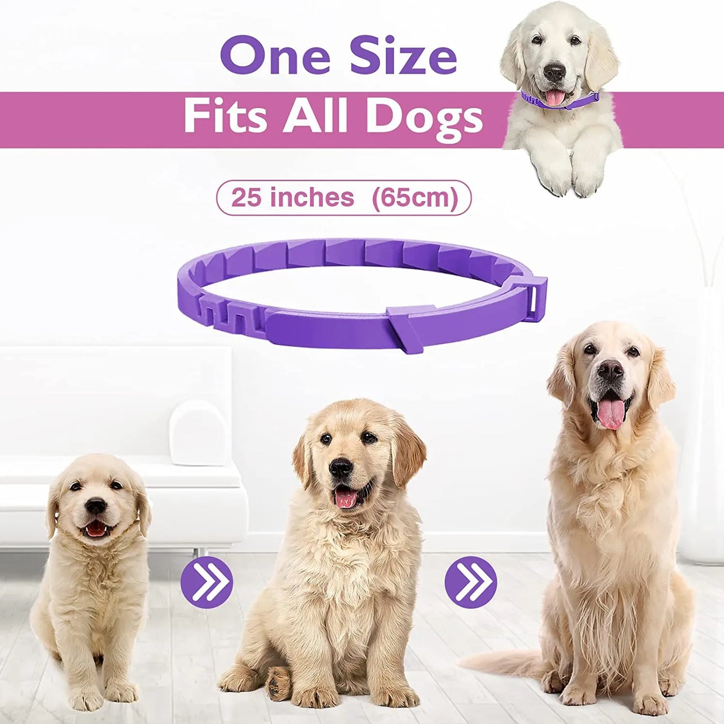 Pet Cats and Dog Flea and Tick Collar Efficient Relieve Anxiety Calming Collars Adjustable for Small Medium Dogs and Cat 3 Pack