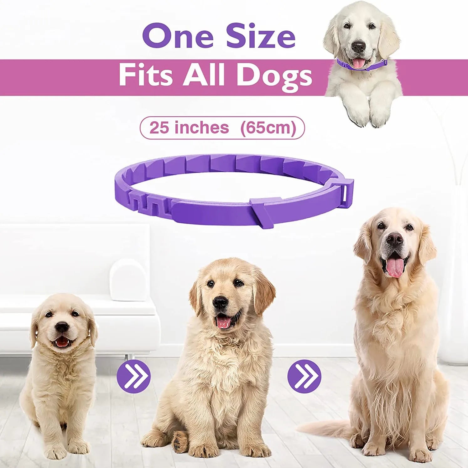Pet Cats and Dog Flea and Tick Collar Efficient Relieve Anxiety Calming Collars Adjustable for Small Medium Dogs and Cat 3 Pack
