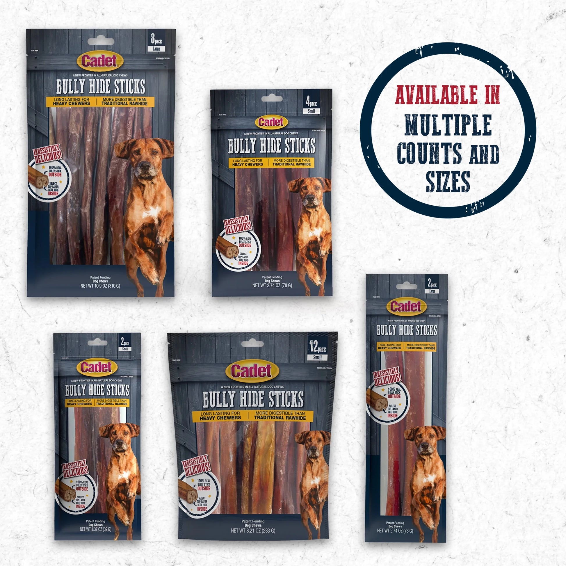 Bully Hide Sticks All-Natural Dog Chews Small Bully Stick Small (5 Count)
