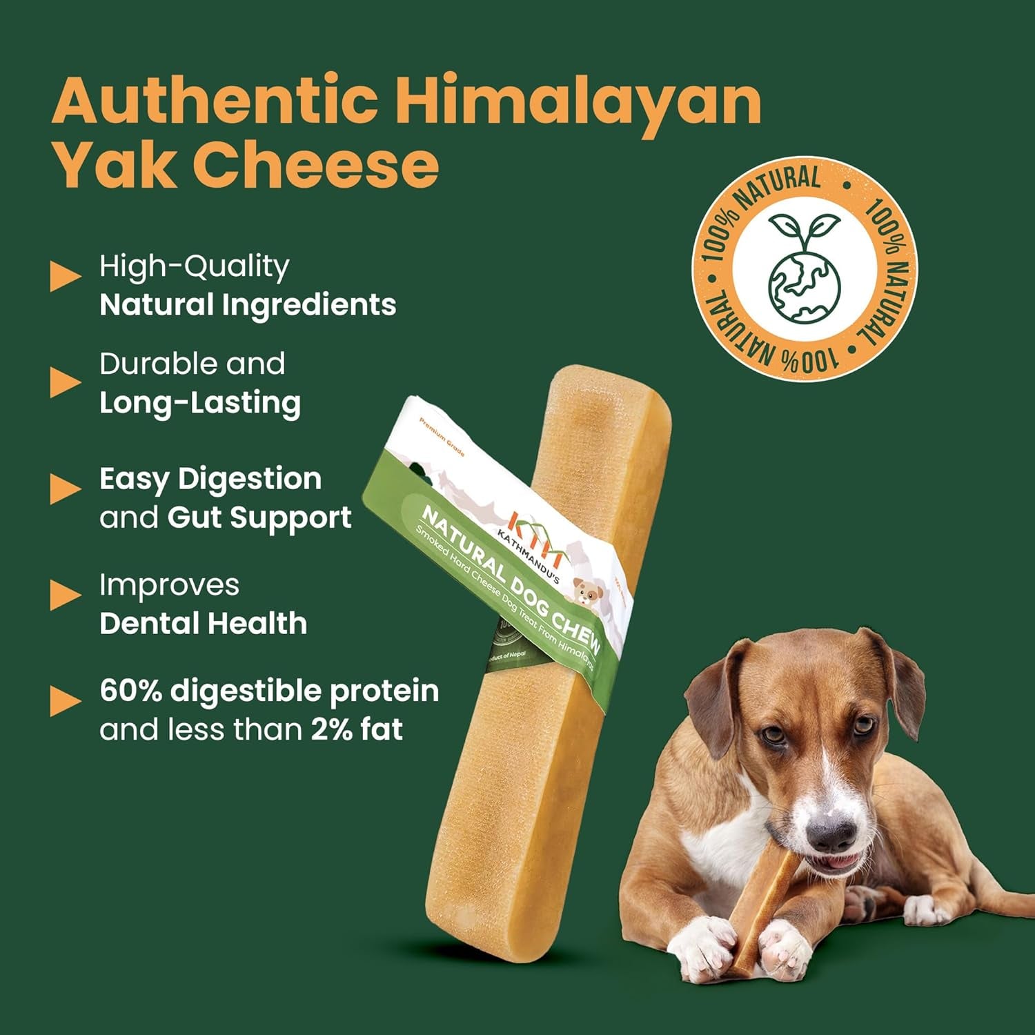 Authentic Himalayan Yak Cheese for Dogs - Xlarge (Pack of 2) - Sourced from Pristine Himalayan Foothill, Rawhide-Free, NO Preservatives