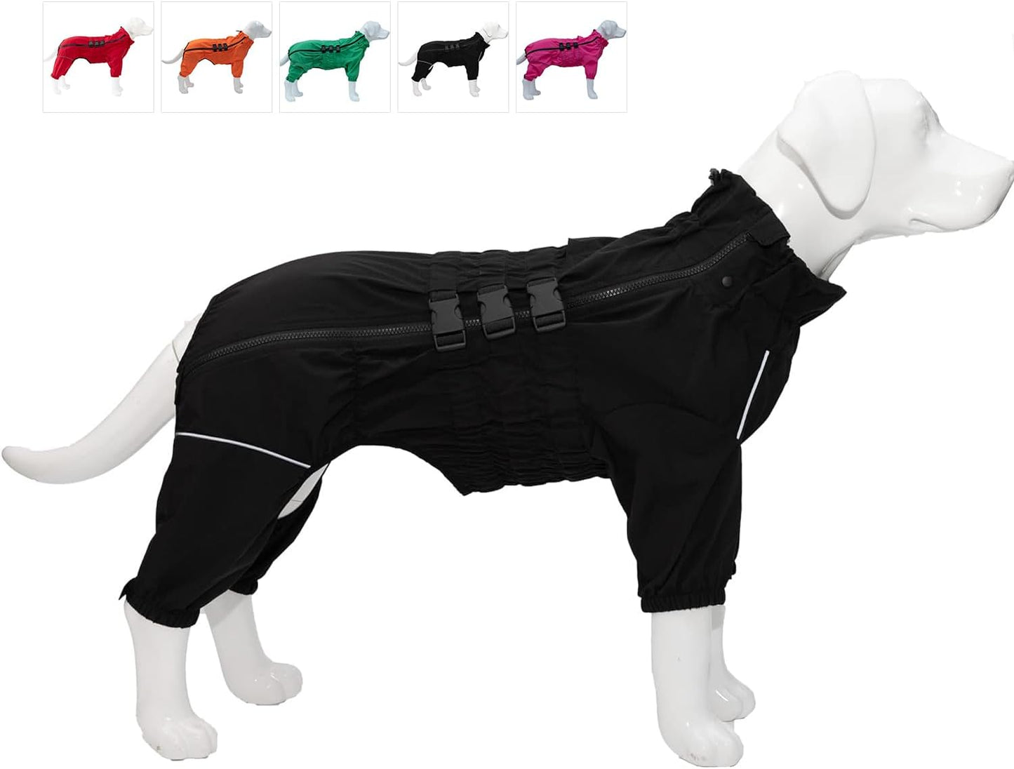Dogs Waterproof Jacket, Lightweight Waterproof Jacket Reflective Safety Dog Raincoat Windproof Snow-Proof Dog Vest for Small Medium Large Dogs Black XXL