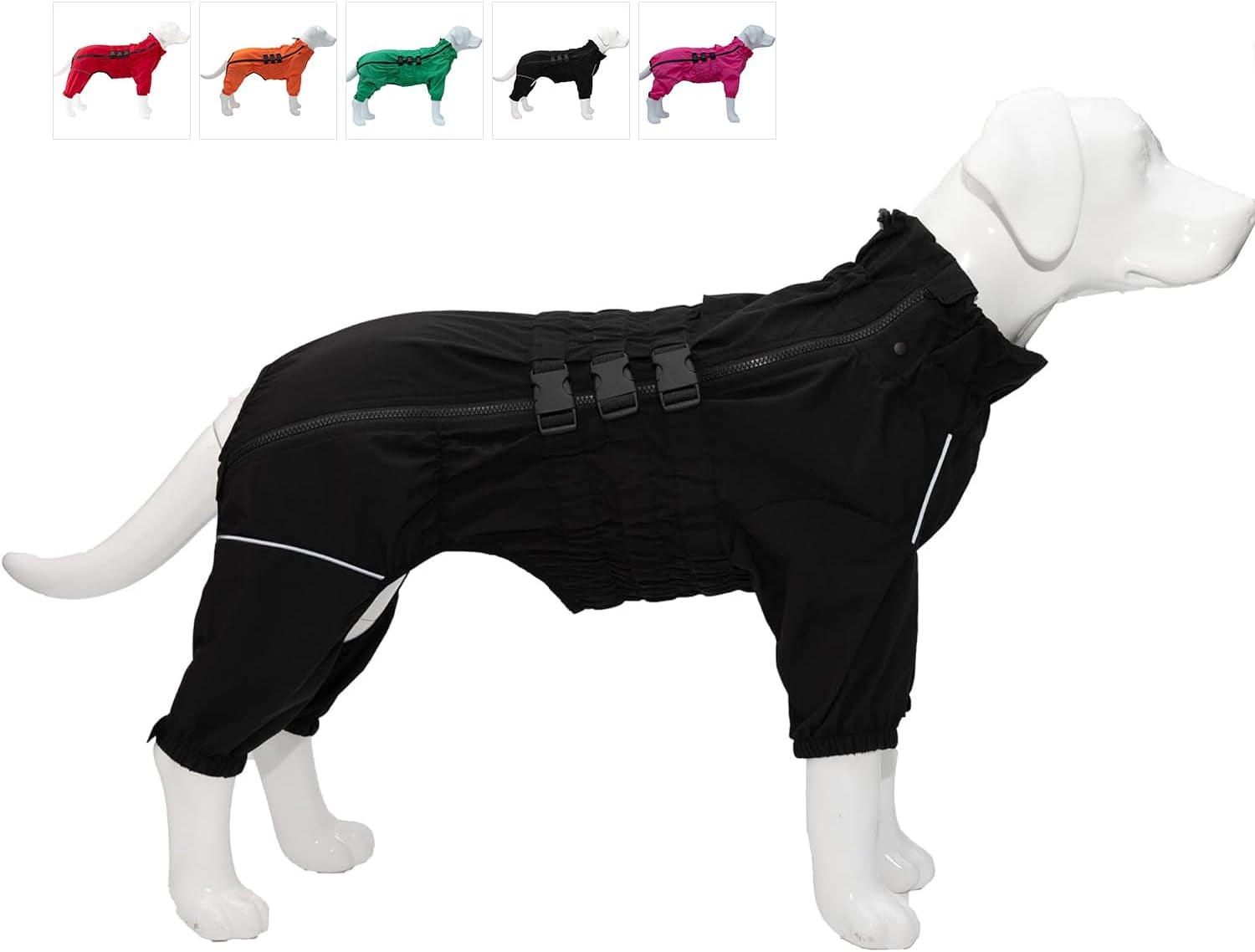 Dogs Waterproof Jacket, Lightweight Waterproof Jacket Reflective Safety Dog Raincoat Windproof Snow-Proof Dog Vest for Small Medium Large Dogs Black XXL