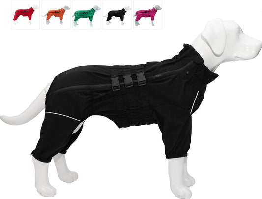 Dogs Waterproof Jacket, Lightweight Waterproof Jacket Reflective Safety Dog Raincoat Windproof Snow-Proof Dog Vest for Small Medium Large Dogs Black XXL