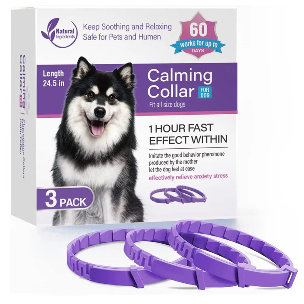 Pet Cats and Dog Flea and Tick Collar Efficient Relieve Anxiety Calming Collars Adjustable for Small Medium Dogs and Cat 3 Pack