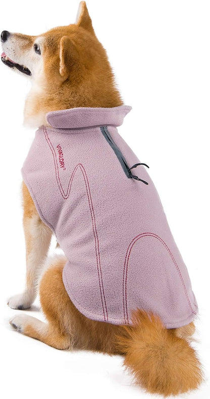 Dog Fleece Coat Warm Jacket with Hook and Loop Fastener, Easy to Take on and Off, Winter Vest Sweater for Small Medium Large Dogs Puppy Windproof Clothes for Cold Weather, Pink, L