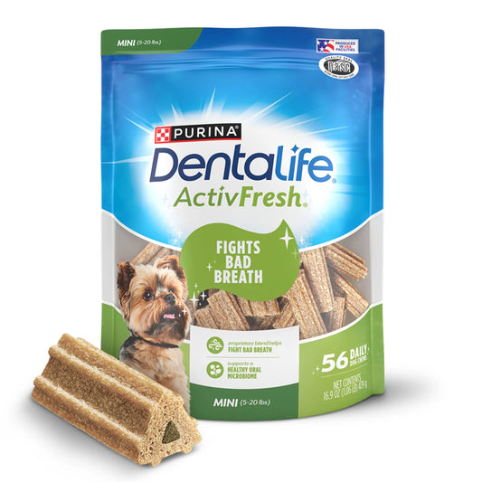 Purina  Activfresh Mini & Toy Dog Dental Treats with Chicken, 16.9 Oz Pouch (56 Count)