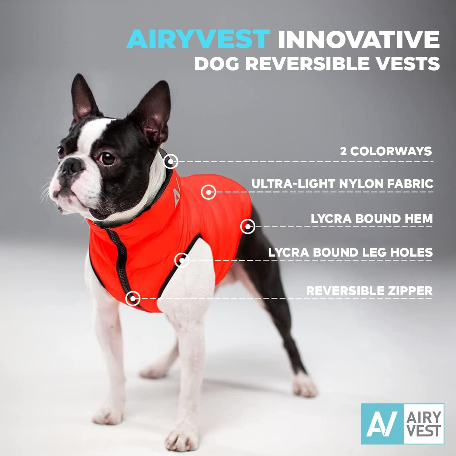 Lightweight Reversible Winter Coat - Warm & Comfortable Dog Jacket - Water Resistant Windproof - XS - Black/Red