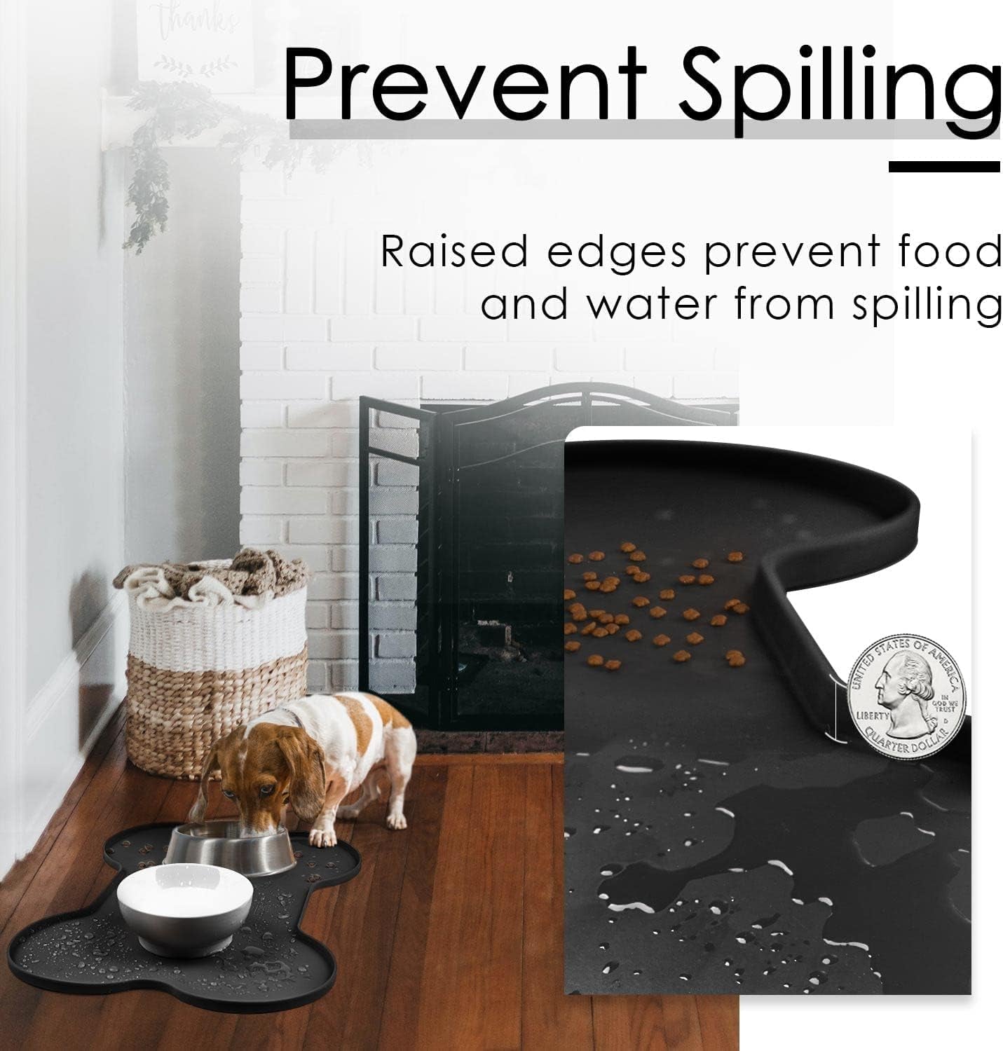 Dog Food Mat Dog Bowl Mat for Food and Water Silicone Non Spill Cat Feeding Mat Puppy Placemat Waterproof - 20.5