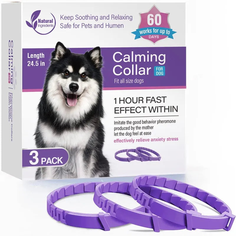 Pet Cats and Dog Flea and Tick Collar Efficient Relieve Anxiety Calming Collars Adjustable for Small Medium Dogs and Cat 3 Pack