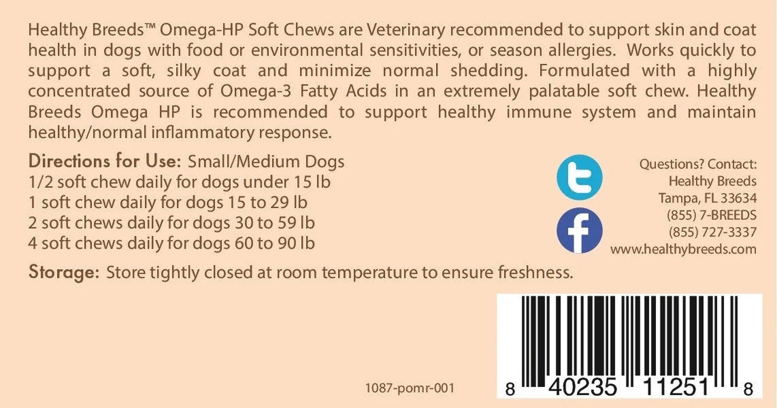 Pomeranian Omega HP Fatty Acid Skin and Coat Support Soft Chews