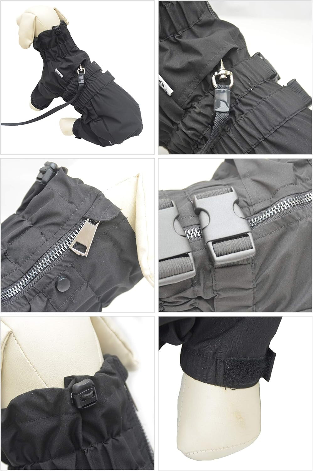 Dogs Waterproof Jacket, Lightweight Waterproof Jacket Reflective Safety Dog Raincoat Windproof Snow-Proof Dog Vest for Small Medium Large Dogs Black XXL