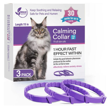 Pet Cats and Dog Flea and Tick Collar Efficient Relieve Anxiety Calming Collars Adjustable for Small Medium Dogs and Cat 3 Pack