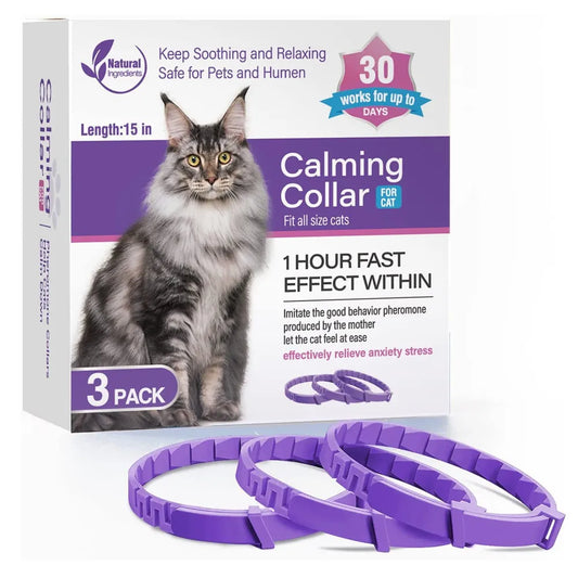 Pet Cats and Dog Flea and Tick Collar Efficient Relieve Anxiety Calming Collars Adjustable for Small Medium Dogs and Cat 3 Pack