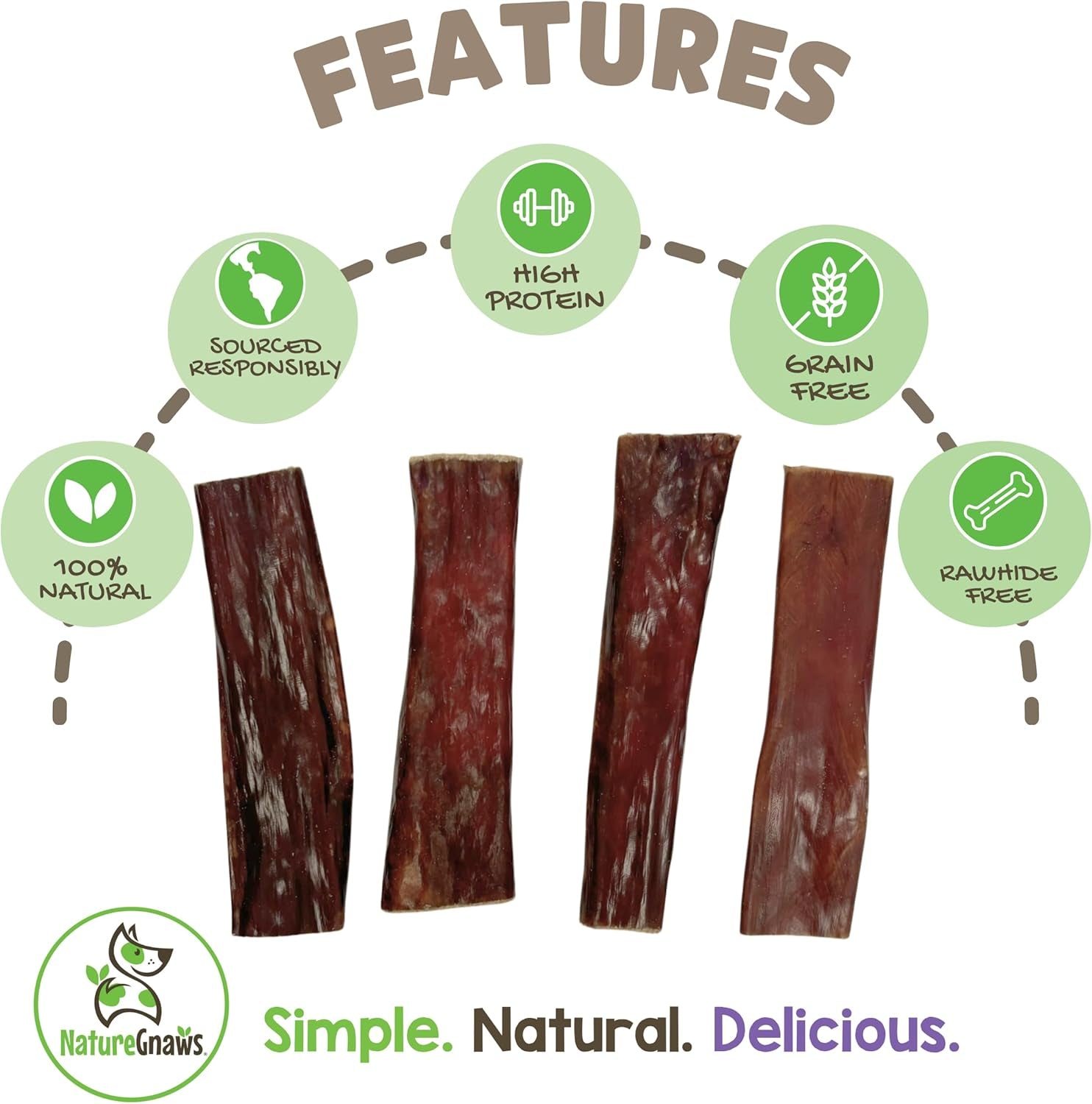 Beef Gullet Chews for Small Dogs 4-5" (20 Count) - Natural Beef Jerky Stick Dog Chew Treats - Rawhide Free