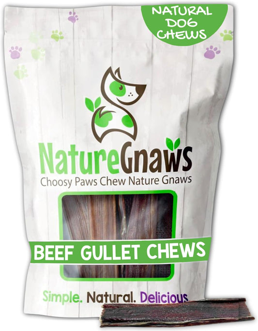 Beef Gullet Chews for Small Dogs 4-5" (20 Count) - Natural Beef Jerky Stick Dog Chew Treats - Rawhide Free