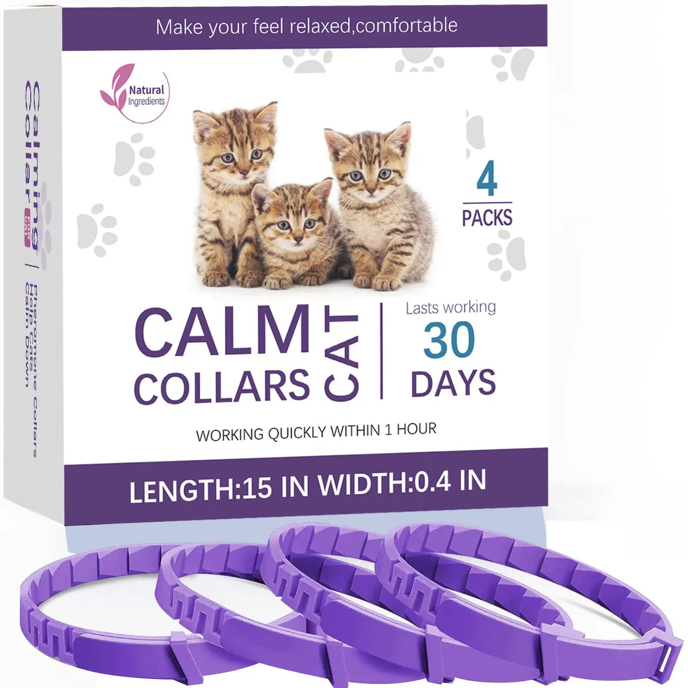 Pet Cats and Dog Flea and Tick Collar Efficient Relieve Anxiety Calming Collars Adjustable for Small Medium Dogs and Cat 3 Pack