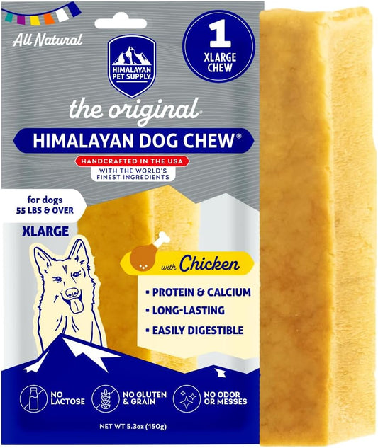 Original Yak Cheese Chew, Chicken, 1 X-Large Stick, 5.3 Oz, Gluten Free, Healthy Treats, Grain & Lactose Free 100% Natural, Long Lasting for Dogs over 55 Lbs