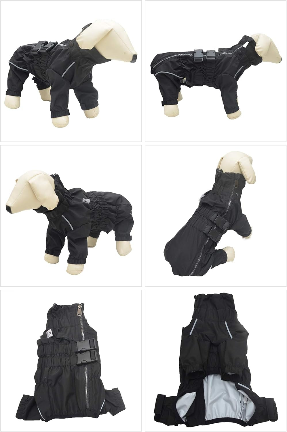 Dogs Waterproof Jacket, Lightweight Waterproof Jacket Reflective Safety Dog Raincoat Windproof Snow-Proof Dog Vest for Small Medium Large Dogs Black XXL