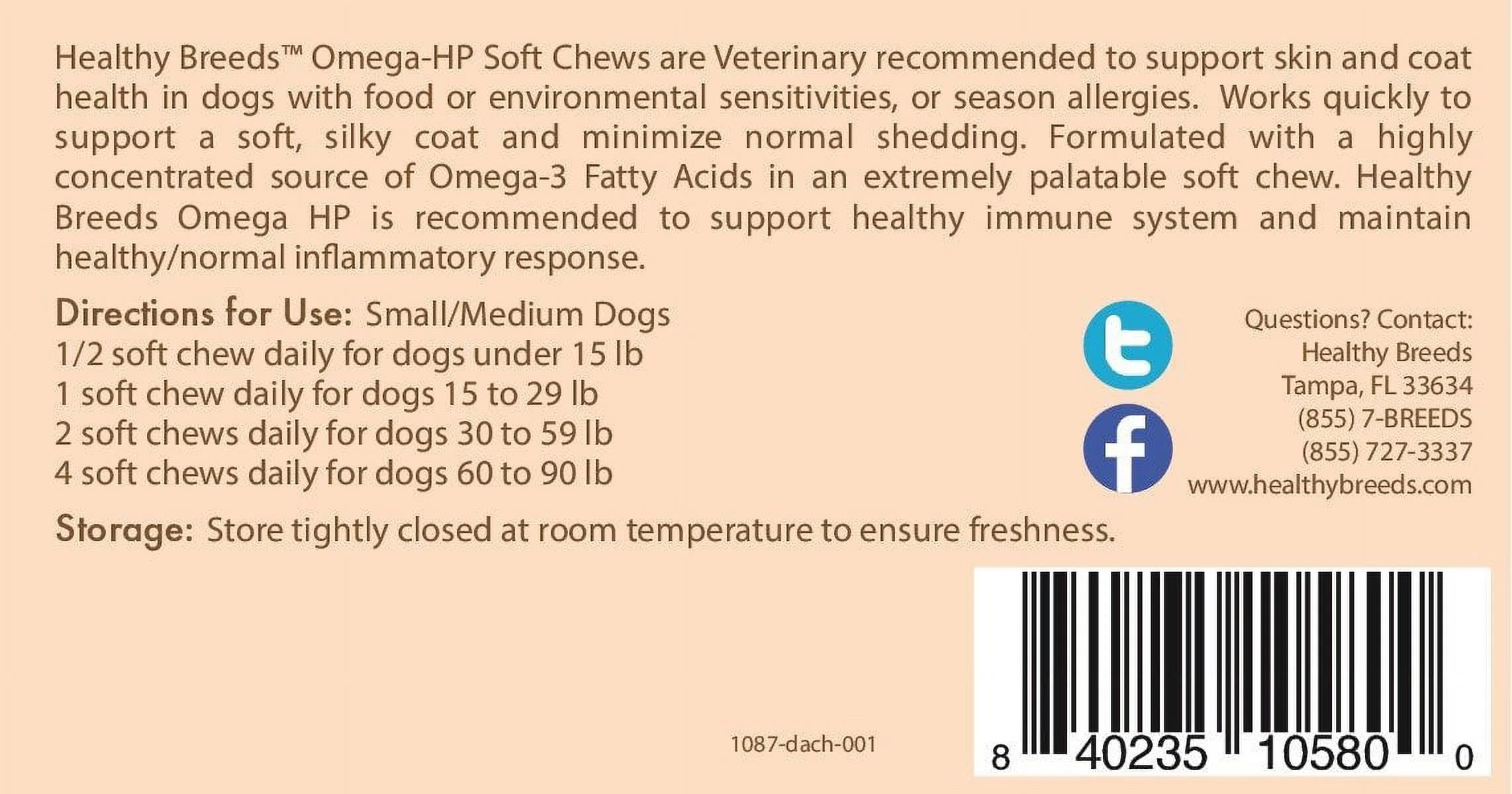 Dachshund Omega HP Fatty Acid Skin and Coat Support Soft Chews