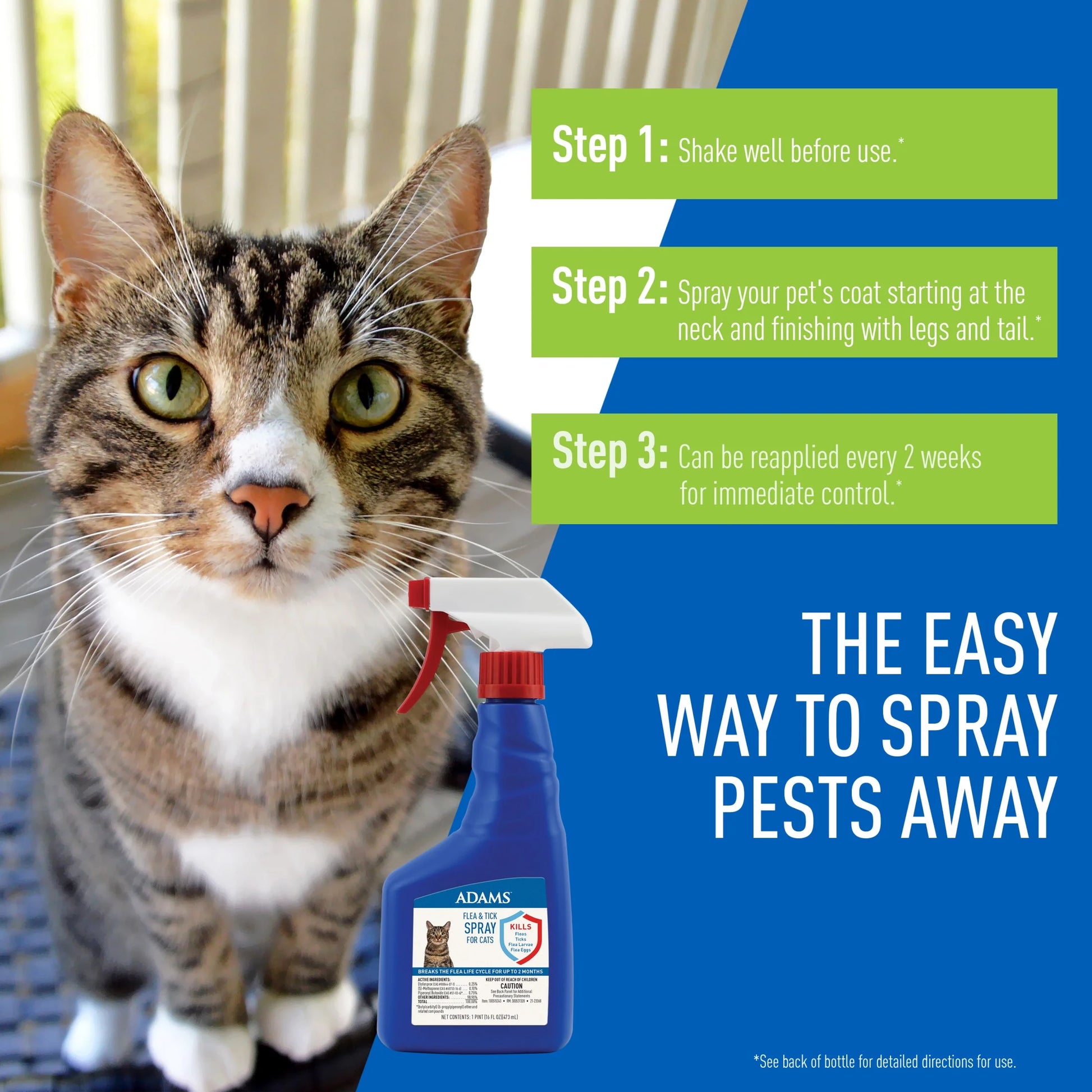 Flea and Tick Spray for Cats, 16 Ounces