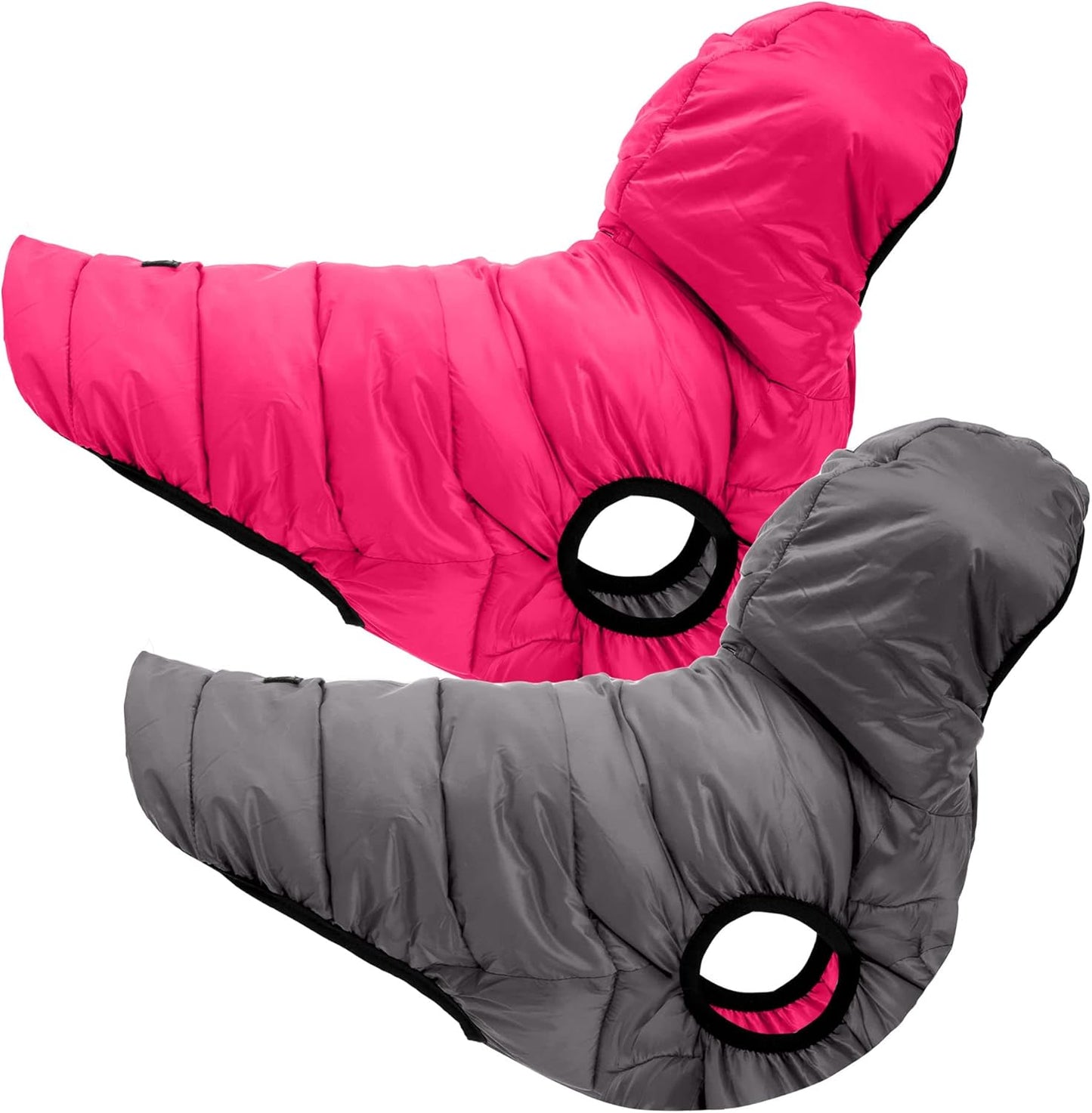 Reversible Dog Windproof Jacket | Water Resistant | Dog Coat for Winter to Keep Your Puppy Warm for Cold Weather Jacket | Pink - Grey up Dog Vest for Toy Breed Dogs - Pouch Included