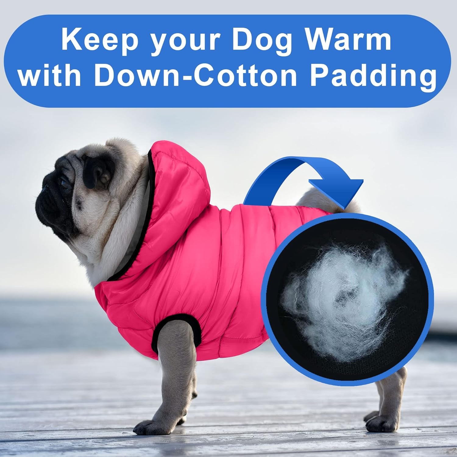 Reversible Dog Windproof Jacket | Water Resistant | Dog Coat for Winter to Keep Your Puppy Warm for Cold Weather Jacket | Pink - Grey up Dog Vest for Toy Breed Dogs - Pouch Included