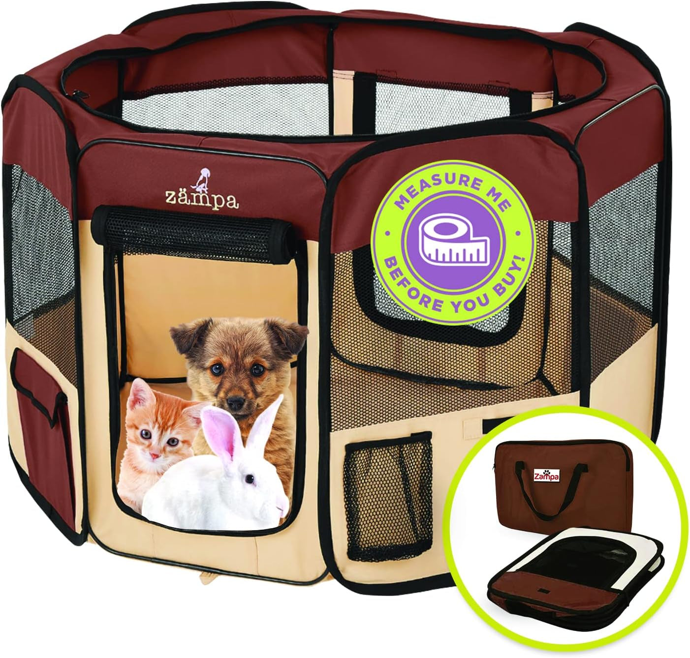 Puppy Playpen Extra Small 29"X29"X17" Portable Pop up Playpen for Dog and Cat, Foldable | Indoor / Outdoor Kitten Pen & Travel Pet Carrier + Carrying Case.