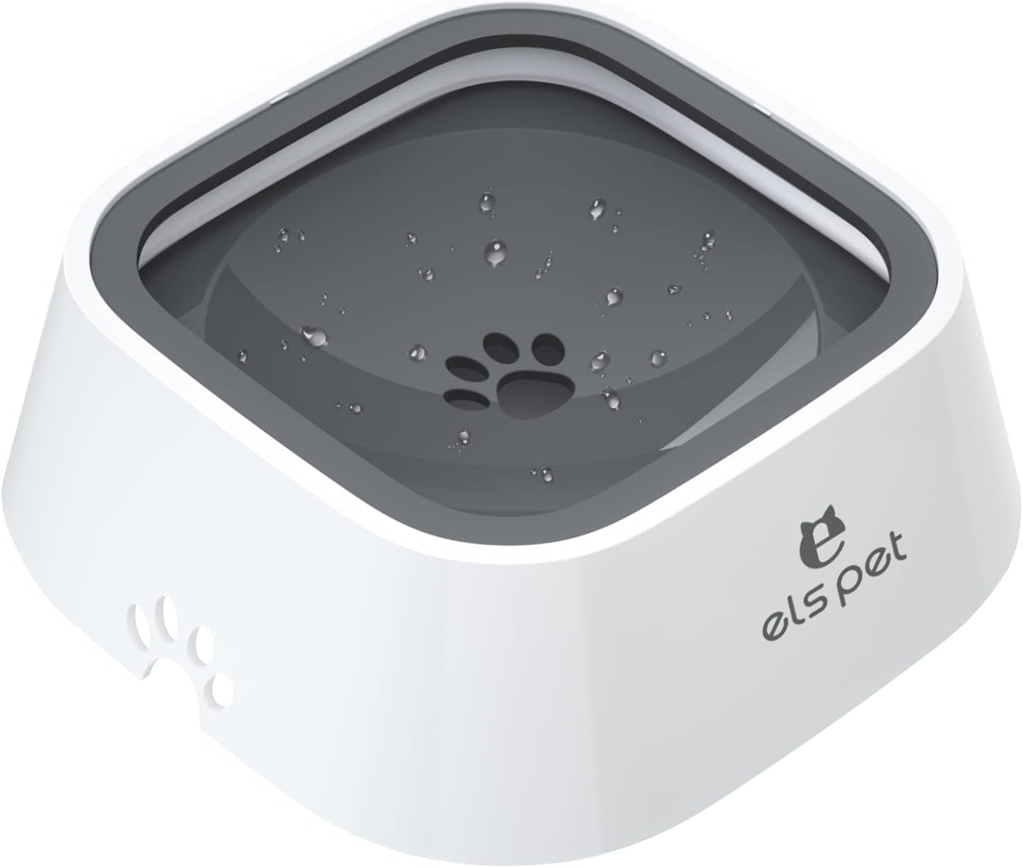 Travel Bowl, No Spill, No Drip Slow Water Feeder/Dispenser for Dogs, Cats, 35Oz/1L (Grey)