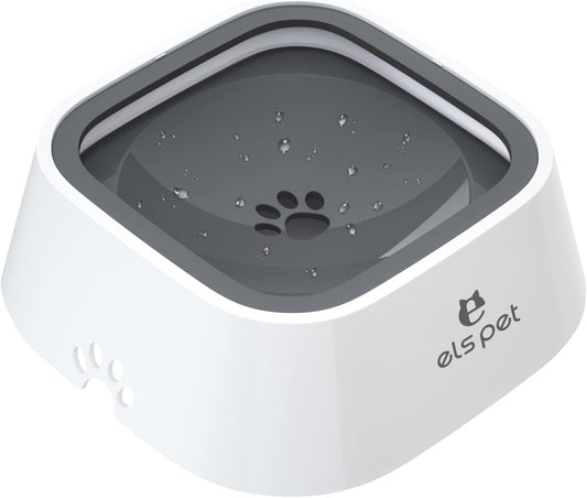 Travel Bowl, No Spill, No Drip Slow Water Feeder/Dispenser for Dogs, Cats, 35Oz/1L (Grey)