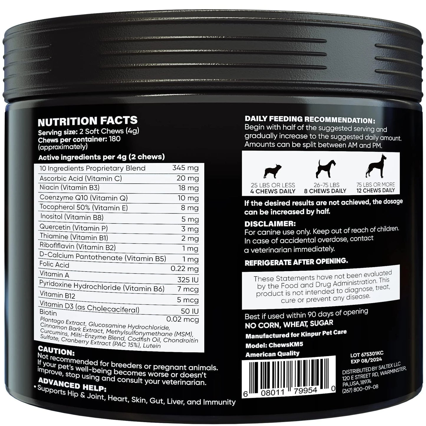 15 in 1 Dog Multivitamin Supplements Immunity Digestion Joint and Heart Health