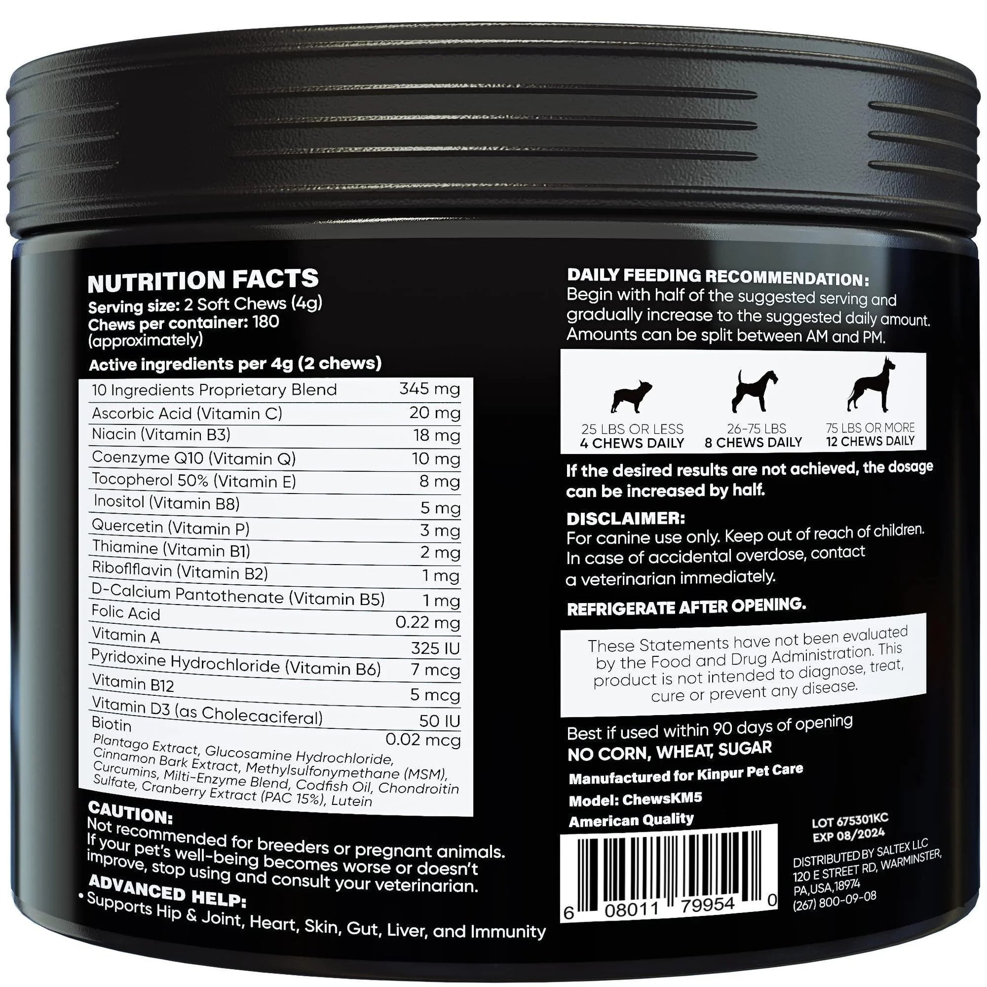 15 in 1 Dog Multivitamin Supplements Immunity Digestion Joint and Heart Health