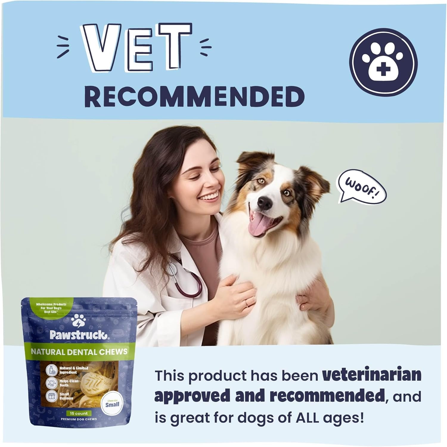 Natural Dental Chews for Small Medium Dogs & Puppies - Vet Recommended Brush Stick Treats Made in USA Breath Freshener to Improve Oral Hygiene & Clean Teeth - 30 Count - Packaging May Vary