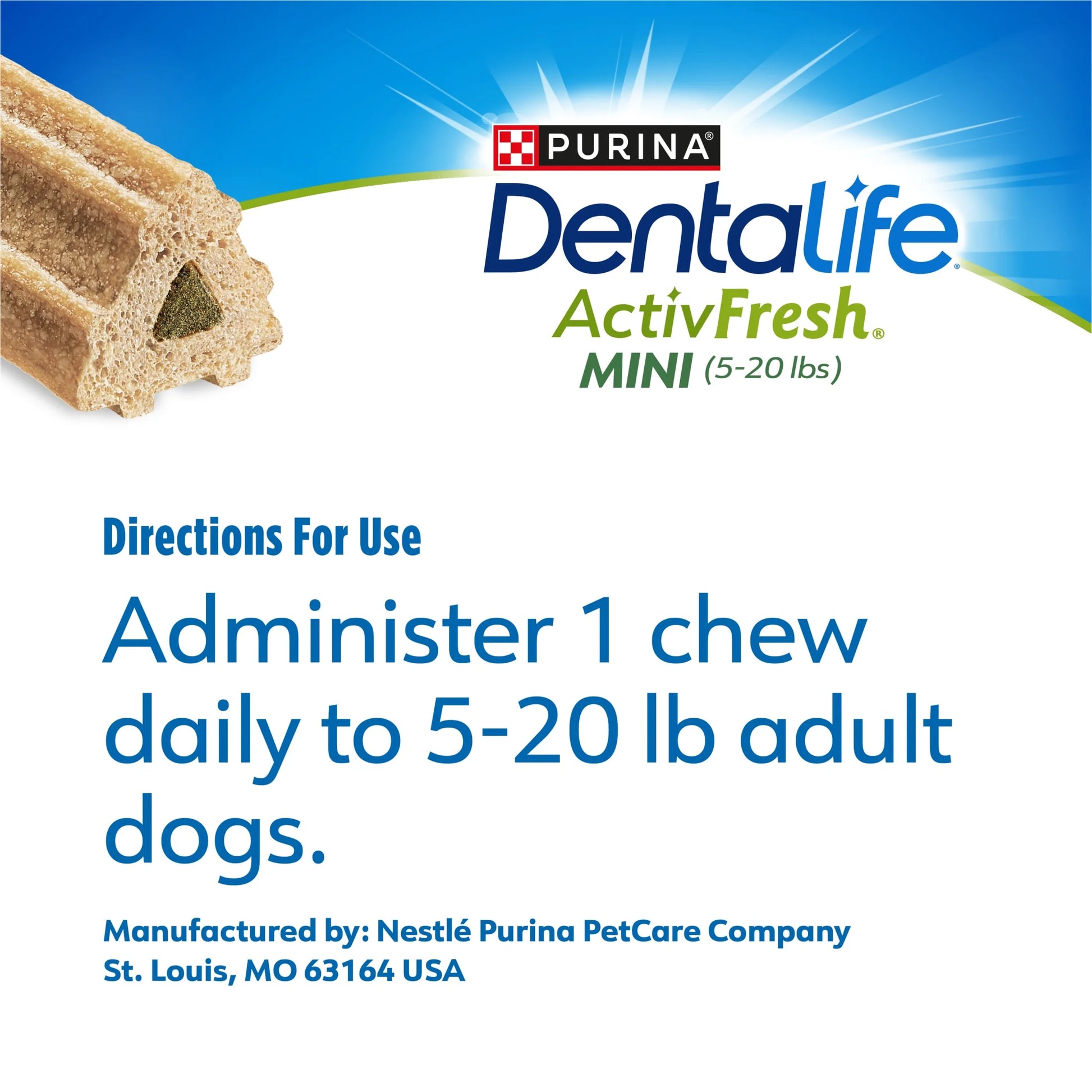 Purina  Activfresh Mini & Toy Dog Dental Treats with Chicken, 16.9 Oz Pouch (56 Count)